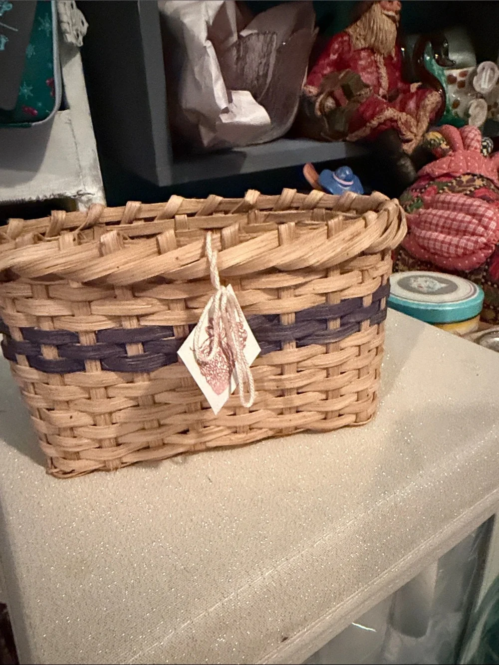Woven Decorative Napkin Basket with Brown Accent Bow